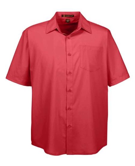 Harriton M610S Men's Paradise Short Sleeve Performance Shirt – 2.36 oz. 100% Polyester Short-Sleeve Button-Up | XS–4XL