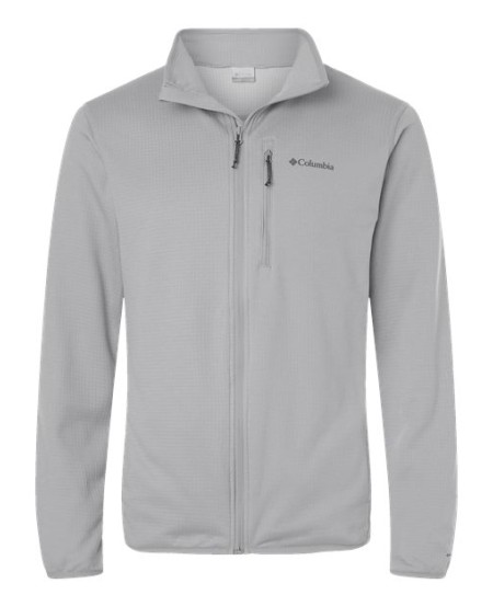 Columbia 213684 Mens Essential Hike Grid Fleece Full-Zip - 100% Recycled Polyester Grid Back Fleece Omni-Wick Binding on Cuffs Hem Collar Zippered Chest Pocket | S-3X