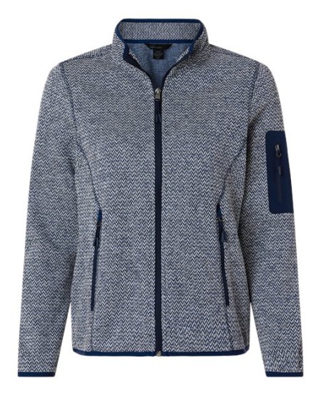 North End NE730W Women's Jasper Full-Zip Fleece Jacket – 9 oz. 100% Recycled Polyester Two-Tone Jacquard Fleece | Women's