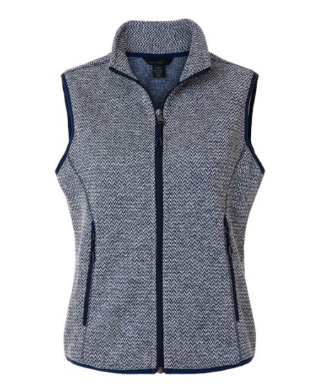North End NE731W Women's Jasper Jacquard Fleece Vest – 9 oz. 100% Recycled Polyester Two-Tone Jacquard | Women's