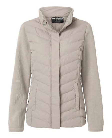 Weatherproof W26719 Women's Mixed Media Chevron Jacket – Women's Polyester Shell with Stretch Knit Sleeves and Collar | M–2XL