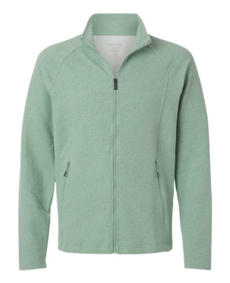 North End NE727 Men's Spirit Textured Full-Zip – 8 oz. 64/31/5 BCI Cotton/Recycled Poly/Spandex Textured Knit, UPF 40+