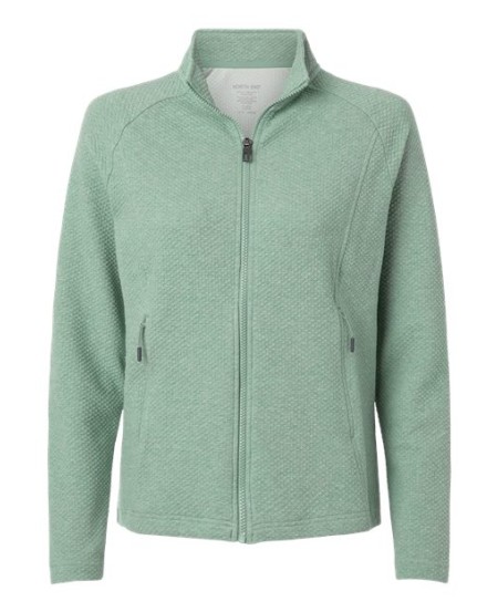 North End NE727W Women's Spirit Textured Full-Zip – 8 oz. 64/31/5 Cotton/Poly/Spandex Textured Knit, UPF 40+ | Women's