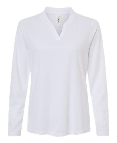 CORE365 CE108LW Women's Nova Performance Long-Sleeve Pique Polo – 4 oz. 100% Recycled Polyester | XS–3XL