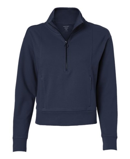 North End NE220W Women's Mantra Half-Zip Ottoman Pullover – 8 oz. 59/39/2 Cotton/Polyester/Spandex Ottoman Rib | Women's