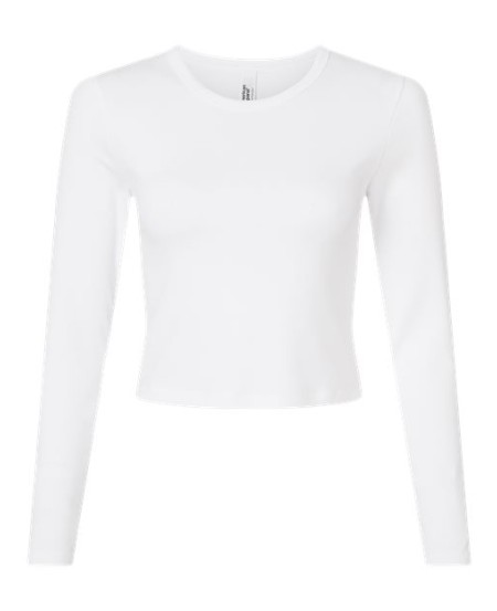 American Apparel BR2107 Women's Baby Rib Long Sleeve Cropped Tee – 6.5 oz. 96/4 Cotton/Spandex 2x2 Rib Long Sleeve Crop | S–2XL