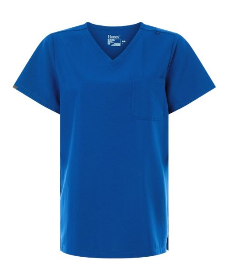 Hanes HSB000 Women's V-Neck 1 Pocket Scrub Top – 4.5 oz. 100% Polyester Cool Comfort® | S–5XL