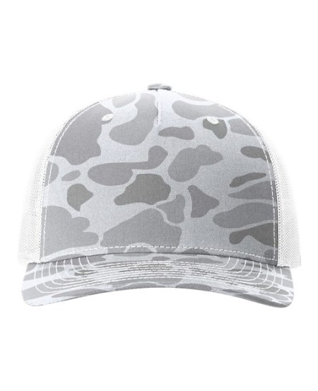 Richardson 112PFP Printed Five-Panel Trucker Cap - 100% Polyester Camo Print, Seamless Front Panel | OSFM Snapback