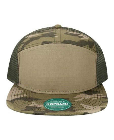 LEGACY H7FB Hopback Seven-Panel Trucker Cap – 65/35 Cotton/Polyester | High-Profile | Recycled Flat Bill
