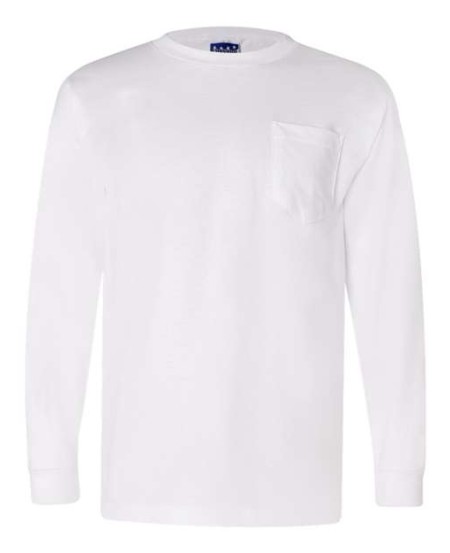 Bayside 3055 Unisex Union-Made Long Sleeve Pocket T-Shirt – 6.1 oz. 100% Cotton Union LS Pocket Tee | S–4XL