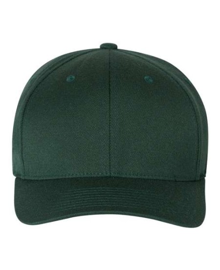 Flexfit 6477 Wool-Blend Cap – 83/15/2 Acrylic/Wool/PU Spandex | Structured Six-Panel Mid-Profile | Permacurv® Silver Undervisor | 8-Row Stitching | Sewn Eyelets | Fitted S/M L/XL