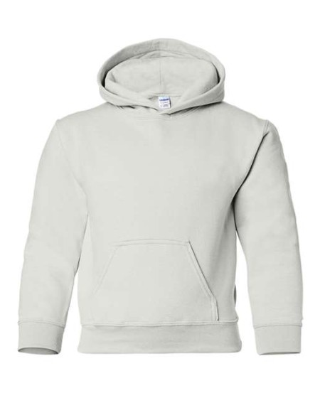 Gildan 18500B Youth Heavy Blend™ Hooded Sweatshirt – 8 oz. 50/50 Cotton/Polyester | MVS Air Spinning | Double-Lined Hood | 1x1 Rib with Spandex | Youth XS–XL