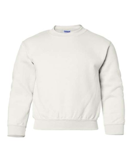 Gildan 18000B Youth Heavy Blend™ Crewneck Sweatshirt – 8 oz. 50/50 Cotton/Polyester | MVS Air Spinning | 1x1 Rib with Spandex | Youth Sizing XS–XL