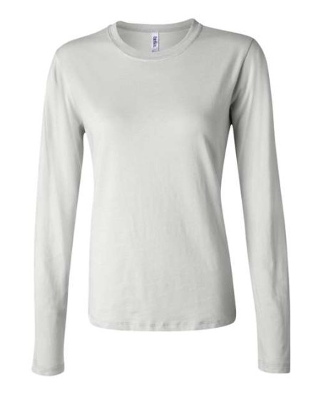 BELLA CANVAS 6500 Women's Jersey Long Sleeve Tee – 4.2 oz. 100% Airlume Cotton Women's Semi-Relaxed Long-Sleeve Crew Tee