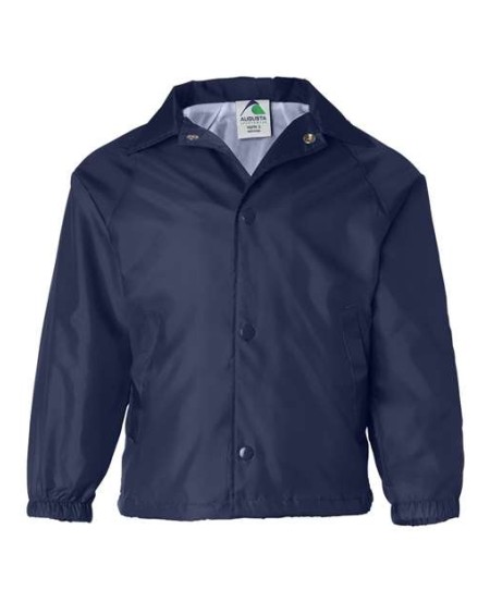 Augusta Sportswear 3101 Youth Coach's Jacket – Nylon Taffeta Water-Resistant Snap-Front Lined Jacket | XS–L