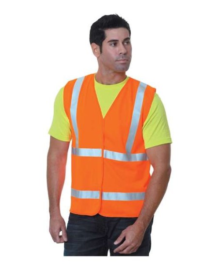 Bayside 3789 Unisex USA-Made Economy Class 2 ANSI Vest – 100% Polyester, Hook-and-Loop Closure | M–5XL