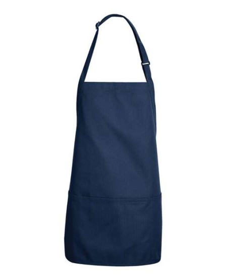 Chef Designs TT32 Short Premium Bib Apron - 7.5 oz. 65/35 Poly/Cotton Adjustable Neck Three-Section Front Pouch Pocket Short Bib Apron