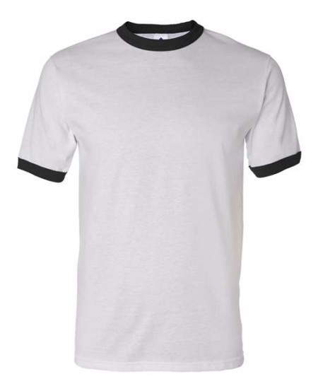 Augusta Sportswear 710 Unisex 50/50 Ringer T-Shirt – 4.8 oz. 50/50 Polyester/Cotton Jersey Knit Contrast Collar Ringer Tee