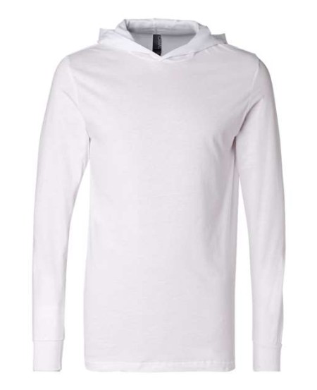 BELLA + CANVAS 3512 Unisex Jersey Hooded Long Sleeve Tee – 4.2 oz. Airlume Cotton Long-Sleeve Hoodie Tee with Crossover V Neckline