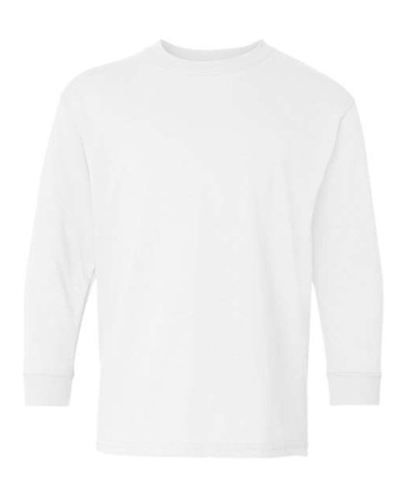 Gildan 5400B Youth Heavy Cotton® Long Sleeve T-Shirt – 5.3 oz. 100% US Cotton | Ribbed Cuffs | Taped Neck & Shoulders | Youth Sizing XS–XL | US Cotton Trust | OEKO-TEX