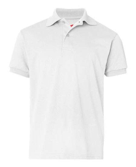 Hanes 054Y Youth EcoSmart® Jersey Polo – 5.2 oz. 50/50 Cotton/Polyester | EcoSmart® Jersey | Welt Collar & Ribbed Cuffs | Clean Finished Placket | CiCLO® Certified