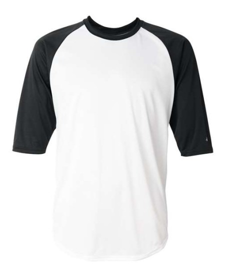 Badger 4133 Men's B-Core Three-Quarter Sleeve Baseball T-Shirt – 3.5 oz. 100% Polyester Raglan Tee | S–4XL