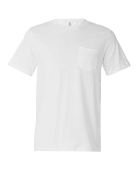 BELLA + CANVAS 3021 Men's Jersey Pocket Tee – 4.2 oz. Airlume Cotton Retail-Fit Short-Sleeve Tee with Left Chest Pocket