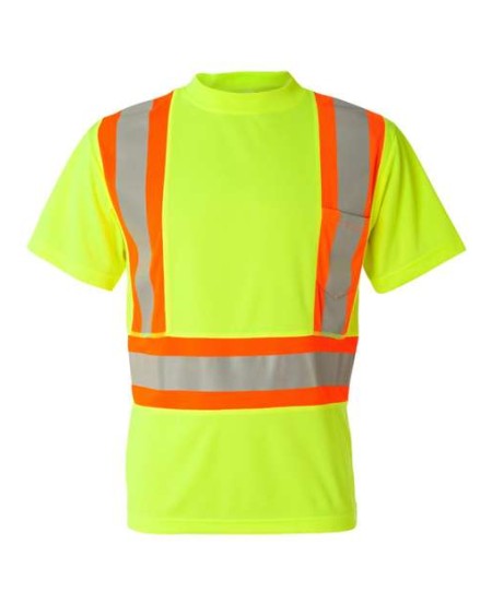 Kishigo 9120-9121 Unisex Class 2 Flat Stitch Self-Fabric Panels T-Shirt – Unisex Short-Sleeve Hi-Vis T-Shirt | M–5XL | ANSI/ISEA 107-2015/2020 Type R Class 2