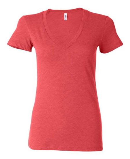 BELLA CANVAS 8435 Women's Triblend Deep V-Neck Tee – 3.8 oz. 50/25/25 Poly/Airlume Cotton/Rayon Women's Slim-Fit Triblend Deep V-Neck Tee