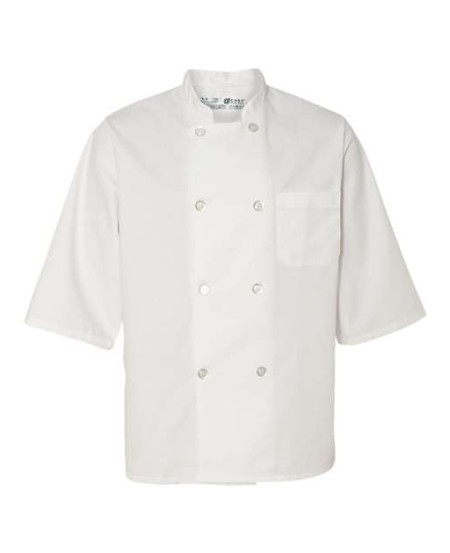 Chef Designs 404 Half Sleeve Chef Coat - 7.25 oz. 65/35 Poly/Cotton Twill Double-Breasted Short-Sleeve Chef Coat | S-4XL