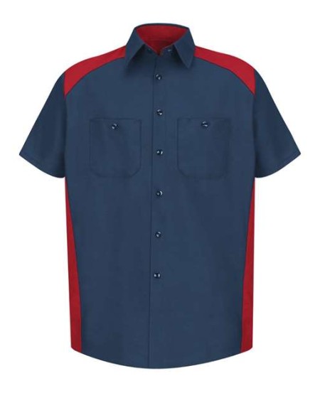 Red Kap SP28 Men's Short Sleeve Motorsports Shirt – 4.25 oz. 65/35 Poplin, Color-Block, Touchtex | Multiple Colors