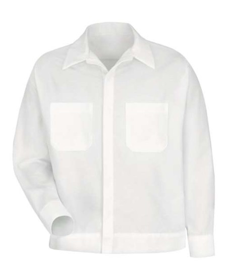 Red Kap SP35 Men's Button-Front Shirt Jacket – 4.25 oz. 65/35 Poplin, Concealed Buttons, Gripper Cuffs, Two Patch Pockets