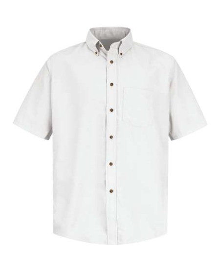 Red Kap SP80 Men's Poplin Short Sleeve Dress Shirt – 4.25 oz. 65/35 Touchtex, Wood-Tone Buttons, Box Pleat | Multiple Colors
