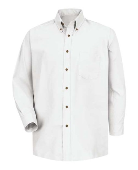 Red Kap SP90 Men's Poplin Dress Shirt – 4.25 oz. 65/35 Touchtex, Wood-Tone Buttons, Box Pleat, Long Sleeve | Multiple Colors