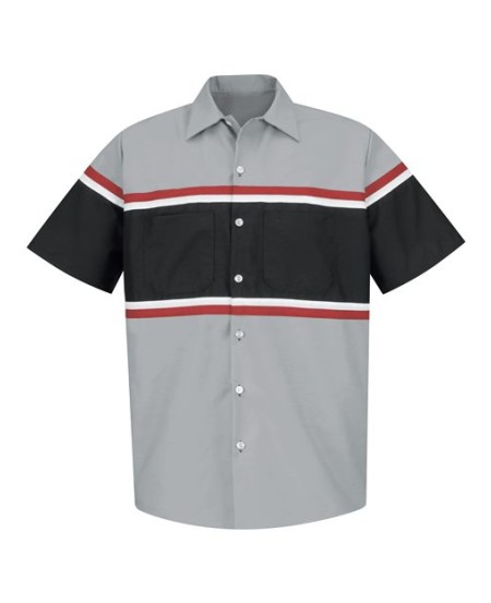 Red Kap SP24GM Men's Technician Shirt – 4.25 oz. 65/35 Poplin, Color-Block, Vertical Buttonholes | Short Sleeve