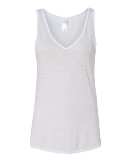 BELLA CANVAS 8805 Women's Flowy V-Neck Tank – 3.7 oz. 65/35 Poly/Viscose Women's Flowy V-Neck Tank Top | Curved Hem, Relaxed Drapey Fit