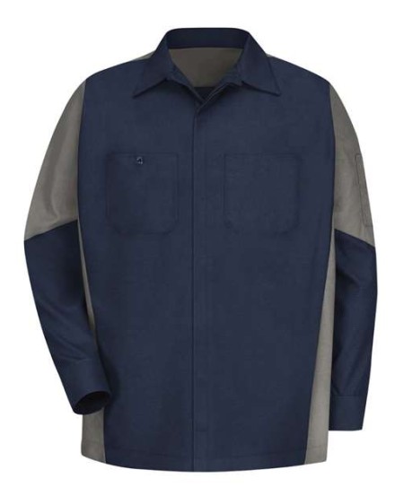 Red Kap SY10 Men's Long Sleeve Automotive Crew Shirt – 4.3 oz. 65/35 Ripstop Poly/Cotton ZeroSkratch | S–5XL