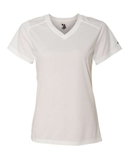 Badger 4162 Women's B-Core V-Neck T-Shirt – 3.5 oz. 100% Polyester Women's V-Neck Athletic Tee | XS–2XL