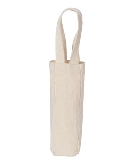 Liberty Bags 1725 Single Bottle Wine Tote – 10 oz./yd², 100% cotton canvas | Single 750mL bottle