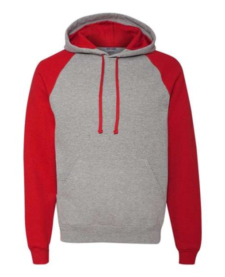 JERZEES 96CR Unisex NuBlend Colorblocked Raglan Hooded Sweatshirt – 8 oz. Unisex pullover hoodie | S–3XL