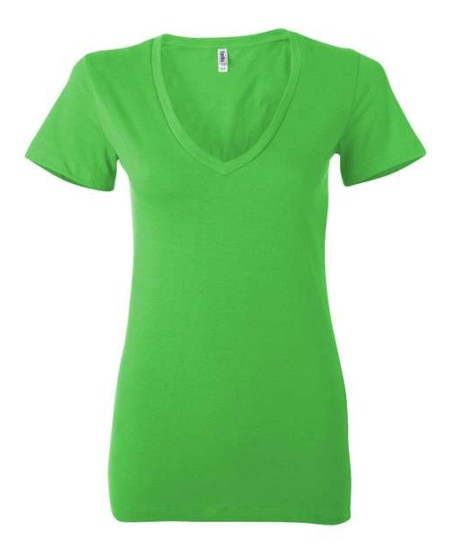 BELLA CANVAS 6035 Women's Jersey Deep V-Neck Tee – 4.2 oz. 100% Airlume Cotton Women's Slim-Fit Deep V-Neck Tee | Multiple Colorways
