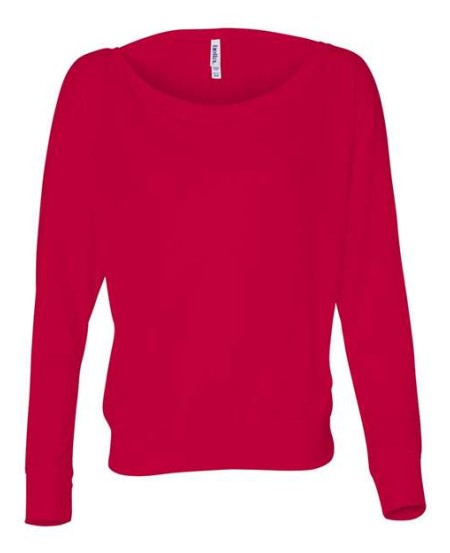 BELLA CANVAS 8850 Women's Flowy Off Shoulder Long Sleeve Tee – 3.7 oz. 65/35 Poly/Viscose Women's Flowy Off-Shoulder Dolman Long-Sleeve Tee | Rib Cuffs