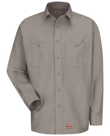 Dickies WS10 Men’s Long Sleeve Work Shirt – 5.25 oz. 60/40 Cotton/Polyester Canvas | Moisture-Wicking | Underarm Gussets