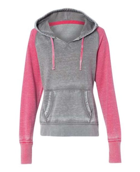 J. America 8926 Women's Zen Fleece Raglan Hooded Sweatshirt – 7 oz. Women's pullover hoodie | S–M (very limited — may be on closeout)