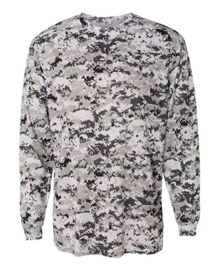 Badger 4184 Men's Digital Camo Long Sleeve T-Shirt – 100% Sublimated Polyester Full-Body Digital Camo LS Tee | XS–4XL