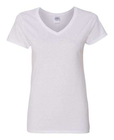 Gildan 5V00L Women's Heavy Cotton® V-Neck T-Shirt – 5.3 oz. 100% US Cotton | V-Neck | Cap Sleeves | Semi-Fitted | Taped Neck & Shoulders | US Cotton Trust | OEKO-TEX