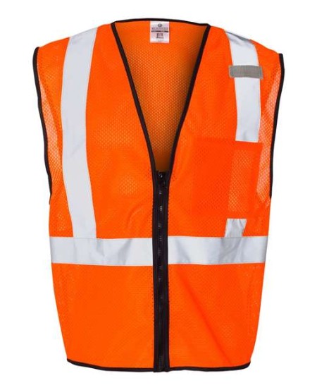 Kishigo 1519-1520 Unisex Single Pocket Zipper Mesh Class 2 Vest – Unisex safety vest | S/M–4/5XL (dual sizes) | ANSI/ISEA 107-2015/2020 Type R Class 2