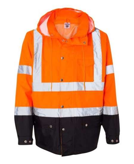 Kishigo RWJ102-103 Unisex Storm Cover Waterproof Rain Jacket – Unisex Rainwear Jacket | S/M–4/5XL (dual sizes) | ANSI/ISEA 107-2015/2020 Type R Class 3