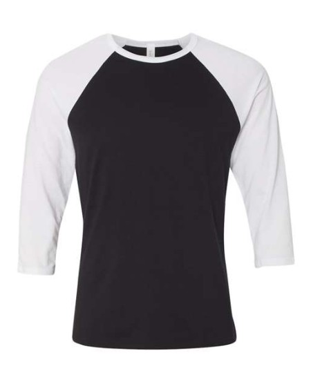BELLA + CANVAS 3200 Unisex Three-Quarter Sleeve Baseball Tee – 3.6 oz. 52/48 Cotton/Poly Contrast Raglan Baseball Tee