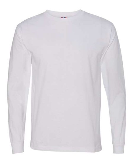 Bayside 5060 Unisex USA-Made Long Sleeve T-Shirt – 5.4 oz. 100% Cotton LS Tee with Ribbed Cuff & Fashion Collar | S–4XL